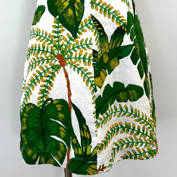 Farm Rio Tropical Forest Linen Mini Dress Off-White Green S - Picture 13 of 16